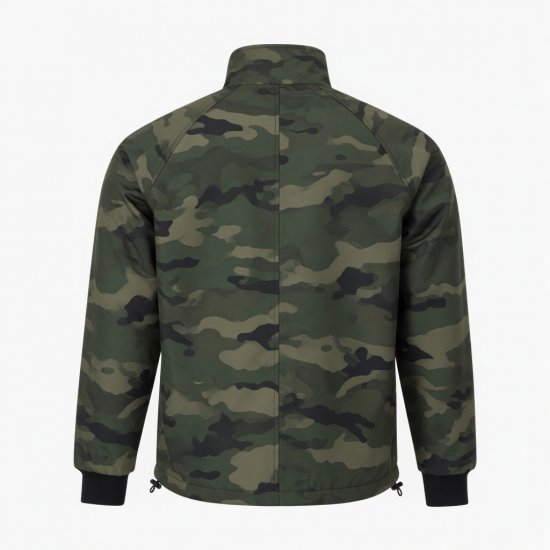 Men's Camo Polyester Performance Casual Zip Front Pockets Shell Jacket