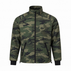 Men's Camo Polyester Performance Casual Zip Front Pockets Shell Jacket