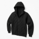 Men's Black Hooded Quilted Wool Vintage Casual Zip Front Fleece Jacket