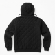 Men's Black Hooded Quilted Wool Vintage Casual Zip Front Fleece Jacket