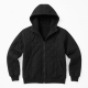 Men's Black Hooded Quilted Wool Vintage Casual Zip Front Fleece Jacket