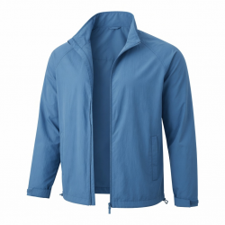 Men's Blue Lightweight Casual Polyester Regular Fit Zip Front Shell Jacket