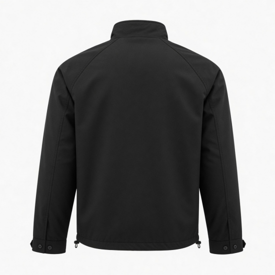 Men's Black Vintage Casual Polyester Regular Fit Zip Front Shell Jacket