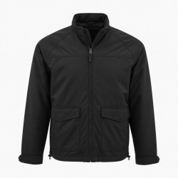 Men's Black Vintage Casual Polyester Regular Fit Zip Front Shell Jacket