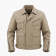 Men's Beige Casual Leather Regular Fit Winter Motorcycle Jacket