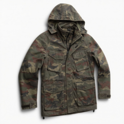 Men's Multicolour Camo Vintage Leather Outdoor Hiking Shell Jacket