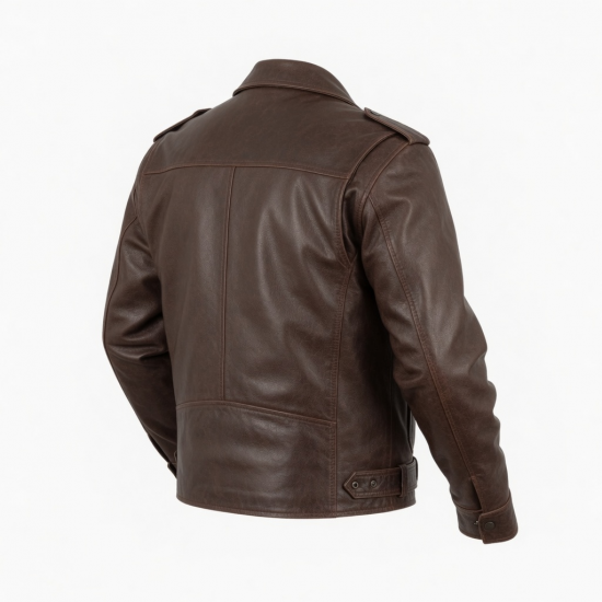 Men's Brown Vintage Casual Leather Performance Zip Front Motorcycle Jacket