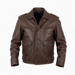 Men's Brown Vintage Casual Leather Performance Zip Front Motorcycle Jacket
