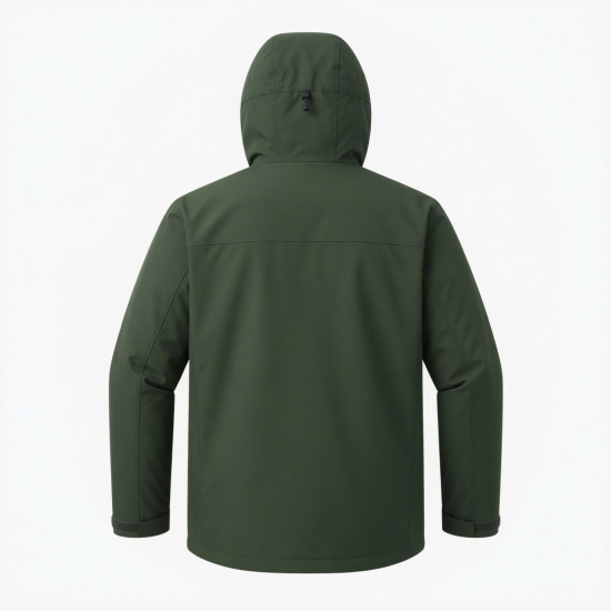 Men's Green Hooded Regular Fit Shell Jacket
