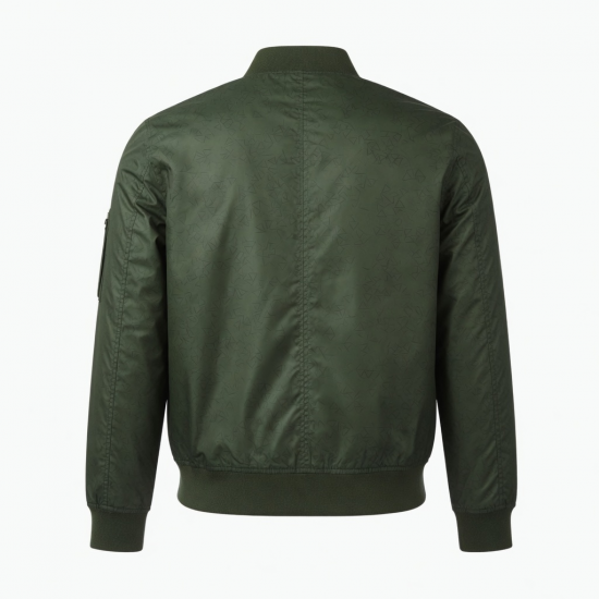 Men's Green Waterproof Printed Polyester Regular Fit Bomber Jacket
