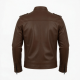 Men's Brown Regular Fit Zip Front Leather Jacket