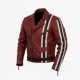 Men's Red Striped Vintage Leather Performance Racing Motorcycle Jacket