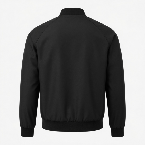 Men's Black Casual Polyester Hiking Travel Zip Front Bomber Jacket