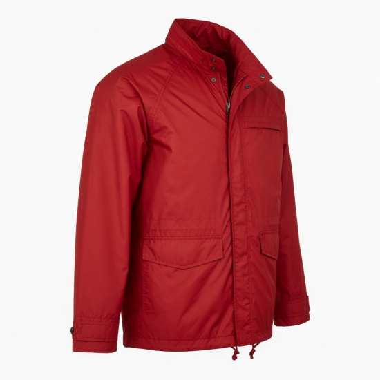 Men's Red Waterproof Vintage Nylon Regular Fit Shell Jacket