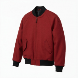 Men's Red Vintage Classic Wool Travel Performance Bomber Jacket