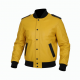 Men's Yellow Leather Performance Racing Button Front Bomber Jacket