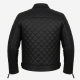 Men's Black Quilted Waterproof Leather Travel Motorcycle Jacket