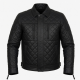 Men's Black Quilted Waterproof Leather Travel Motorcycle Jacket