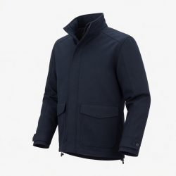 Men's Navy Vintage Classic Wool Outdoor Performance Zip Front Shell Jacket