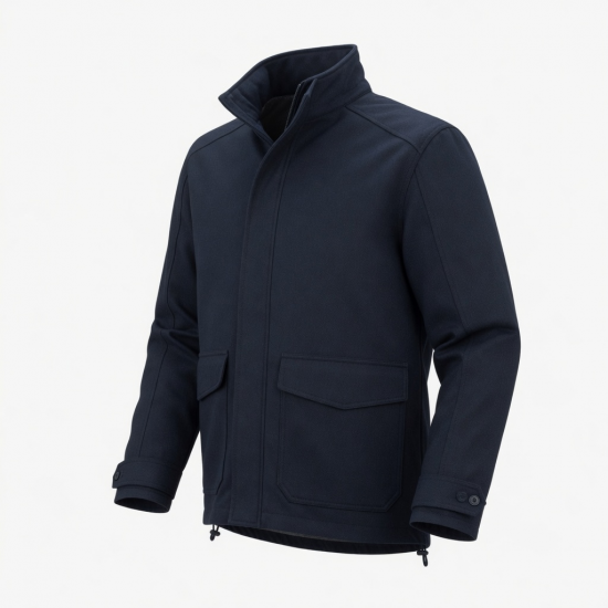 Men's Navy Vintage Classic Wool Outdoor Performance Zip Front Shell Jacket