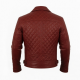 Men's Red Quilted Vintage Leather Travel Performance Motorcycle Jacket