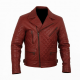 Men's Red Quilted Vintage Leather Travel Performance Motorcycle Jacket