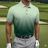 Mens Gradient Golf Sports Polo Shirts Short Sleeve Polo Shirts Collared Shirts Casual Athleisure Buttons Spring & Summer Purple Green Gray